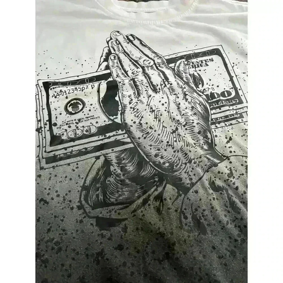 One Color Nation Praying Hands Money Blessed Size Large Shirt - Picture 3 of 5